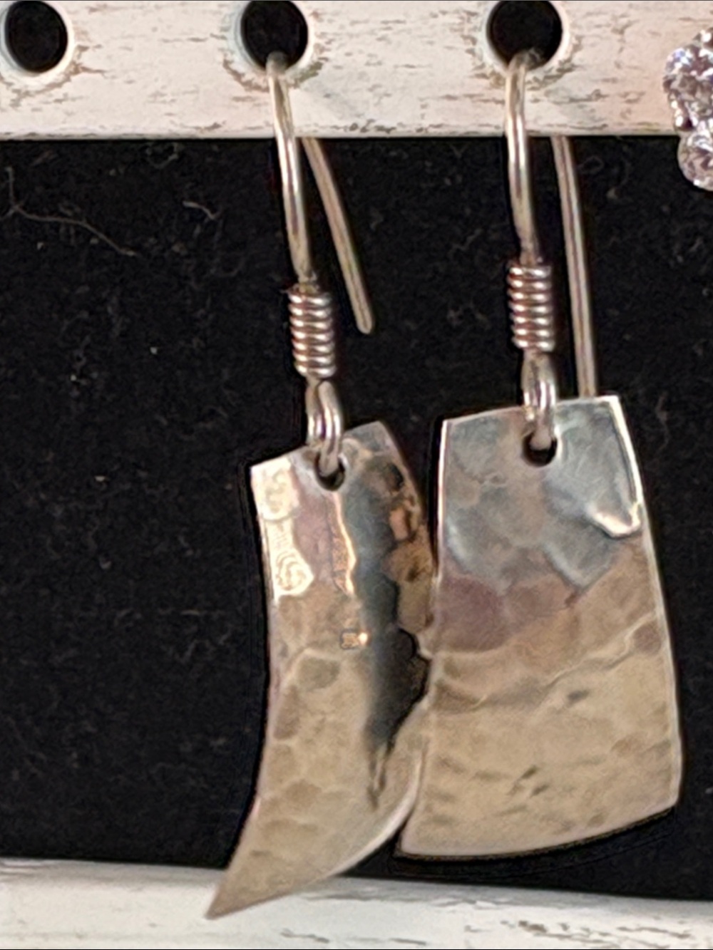 Sterling Silver Hammered Dangle Earrings - Silver